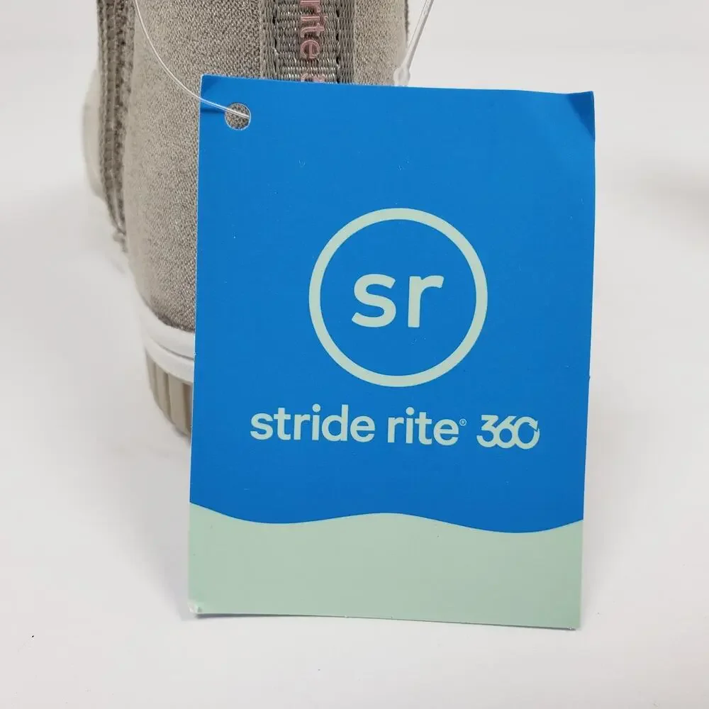 Stride Rite 360 Baby Girl Sz 5M Champagne Shimmering Rainbow Glitter Heart Boots